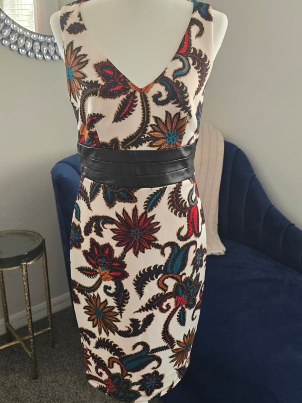Bisou Bisou Paisley Cutout-Back Sleeveless Dress - 8